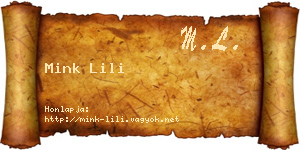 Mink Lili névjegykártya